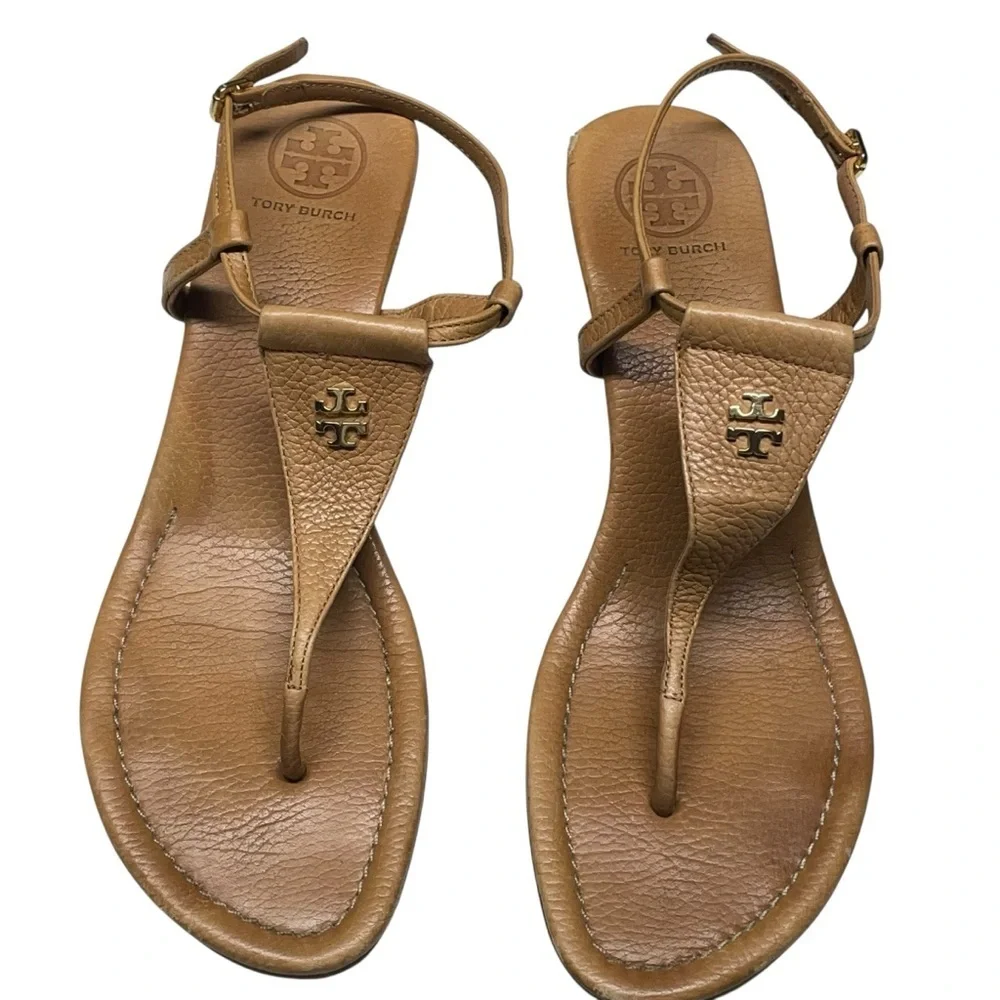 Tory Burch T-Stap Wedge Tan Size 11